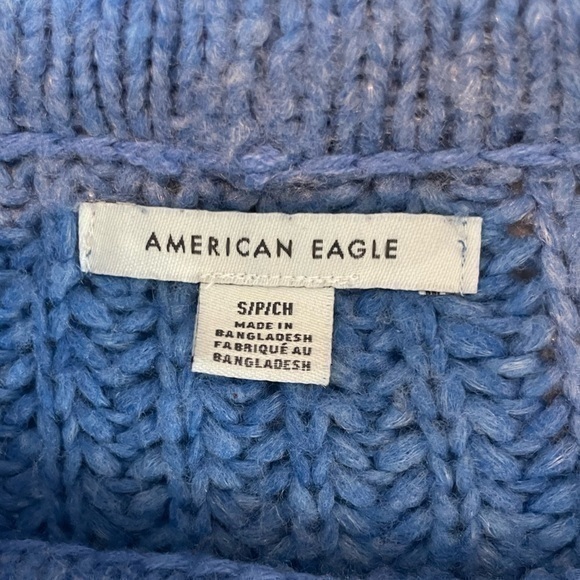 American Eagle Blue Knit Crewneck Cropped Sweater - Picture 6 of 9